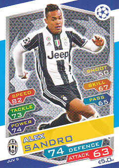 Alex Sandro Juventus FC 2016/17 Topps Match Attax CL #JUV09